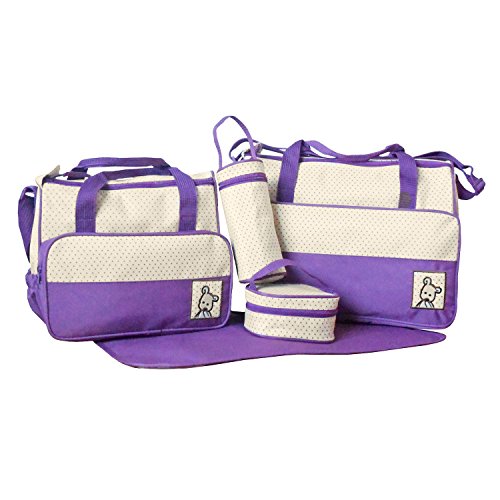 TechnoTec Multi-Function Baby Diaper Nappy Bag/Mummy Changing Set Handbag (Purple)