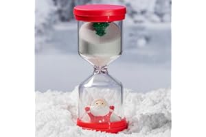HANCHENG Xmas klepsydra 30 minut, czerwona klepsydra dla dzieci z Mikołajem, choinką i białym piaskiem, zarządzanie czasem, pół godziny, timer czasowy dla dzieci, do nauki, kuchni, czasu do zabawy