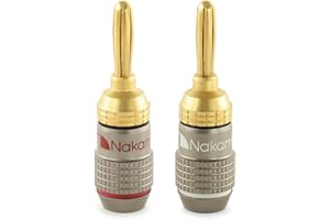 Nakamichi FanLock Excel Series 24k Gold Plated Banana Plug 10 AWG - 18 AWG Gauge Size 4mm for Speakers Amplifier Hi-Fi Stereo Home Theatre Radio Audio Wire Cable Quick Connector 2 Pcs (1-Pair)