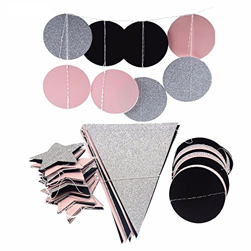 Skylove Papierdeko Seidenpapier-Blumen und Papier-Laternen Party-Dekoration, 6 Stück Pink,Black,White