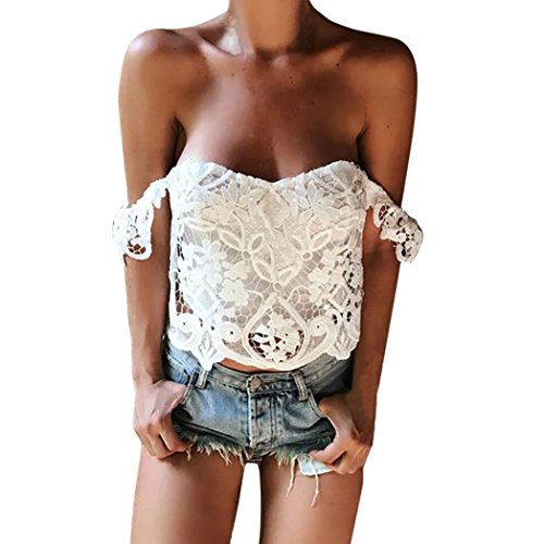 Weste Tops Frauen, lmmvp Sexy Spitze Schulterfrei Bluse Casual Tank Tops T-Shirt