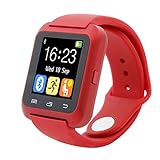 Loveso-Smart-Uhren Smartwatch Bluetooth Smart-Armbanduhr Pedometer gesund für iPhone LG Samsung Handy_Schwarz (Rot)