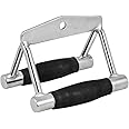 BodyRip Seated Row Chinning Bar with Rubber Handles Multi Gym Cable Crossover Machine Power Cage Attachments, Silver
