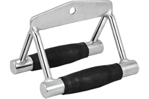 BodyRip Seated Row Chinning Bar with Rubber Handles Multi Gym Cable Crossover Machine Power Cage Attachments, Silver
