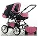 Brand New Combi Pram 2 in 1, Pram + Pushchair, Mattress, FREE ACCESSORIES in Colour Black-Pink