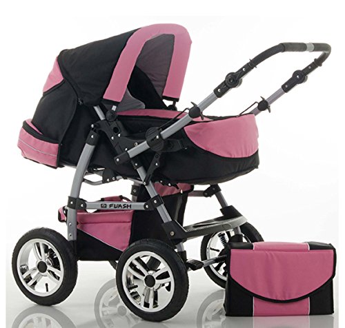 Brand New Combi Pram 2 in 1, Pram + Pushchair, Mattress, FREE ACCESSORIES in Colour Black-Pink