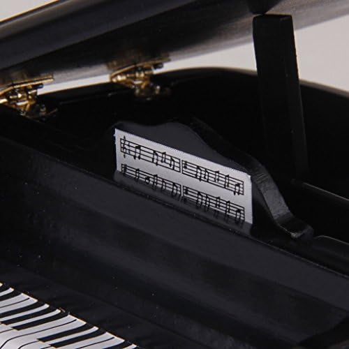 TFXWERWS Novelty 1:12 Dollhouse Miniature Wooden Piano and Stool (Black)