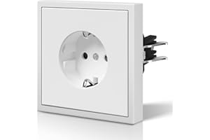 BSEED Enchufe de Pared con Garfio,Mate Enchufes Empotrable Estándar,Seguridad Infantil,Fácil Instalación,C-Series,1 Enchufe,80mm Blanco