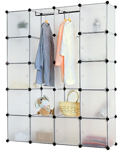Kronenburg Regalsystem Steckregal Schrank Regal Kleiderschrank Garderobe – 184 x 148 x 37 cm – Transparent - 9