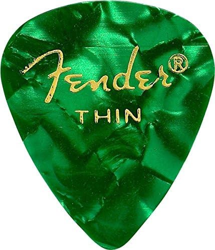 Fender 351 Guitar Pick Premium Thin Green Moto 12 Count
