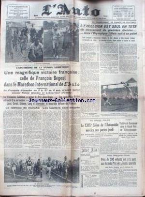 AUTO (L') [No 12700] du 30/09/1935 - L'EXELCIOR EST SEUL EN TETE - FOOT - ATHLETISME - FRANCOIS BEGEOT - SALON DE L'AUTO - VICTOIRE DE ROSEMYER DANS LE GRAND PRIX DE TCHECOSLOVAQUIE.
