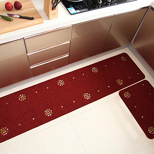 Segle Tapis Cuisine Antidérapant Absorbant Tapis de Sol Devant Evier Machine Lavable,Vin Rouge-45 * 180cm