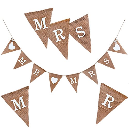 Oblique-Unique® Mr & Mrs Jute Girlande Hochzeit Banner Leinen
