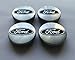 Price comparison product image Set Of 4 54mm Alloy Wheel Hub Center Caps Silver Blue Logo (like 6M211003BABL , 6M21-1003-AABL)