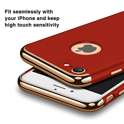 Ranvoo Funda iPhone 7  3 en 1 Anti-Scratch Anti-Huella Dactilar a Prueba de Choque Marco Electroplate con Superficie Antideslizante Cubierta Excelente Agarre el Caso para el iPhone 7   Logo out 