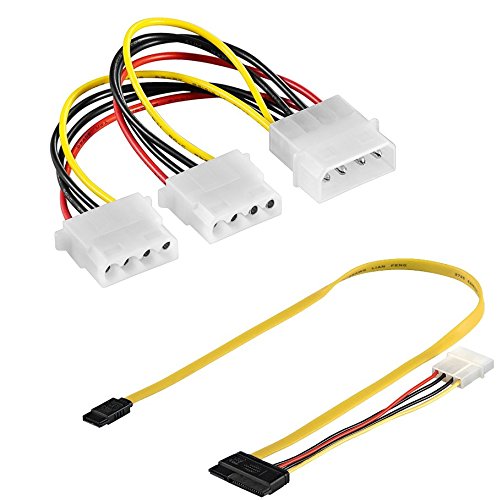 baytronic SATA Kabel Set Dual SATA Kabel, Strom + Datenkabel & Internes Y Kabel 4 Pin