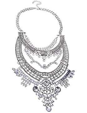 Jie&Fei lange kette weiß Kristall Halskette Choker Statement Lätzchen Strass Halsband Anhänger