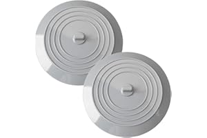 TIFANSO 2PCS Universal Bath Stopper, 6" Recyclable Silicon Drain Stopper | Upgraded Plug Cover for Kitchen Sink & Basin, Bathrooms and Laundries (2*Grey)