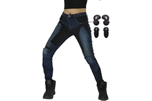 SHUOJIA Jeans da Motociclista per Donna per Casual E Moto Fodera in Armatura