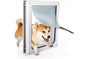 PAWISE 2 Way Dog Door, Lockable Dog Flap with Flexible Transparent Flap Solid Design & Easy Installation (30x36CM)