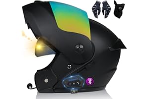XYYYM Casco Modulare Bluetooth, con Doppia Visiera, Casco da Moto Omologato ECE, Fodera Confortevole E Traspirante, Adatto per Uomini E Donne Adulti, Guanti E Maschera Gratuiti