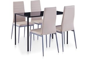 vidaXL Essgruppe 5-TLG. Esszimmertisch Esstischset Esszimmergarnitur Küchentisch Esszimmer Stuhl Tisch Sitzgruppe Esstisch mit 4 Stühlen Cappuccino-Braun