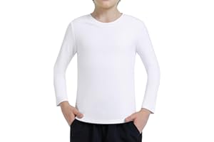 Ewbob Kids Cotton Plain T-Shirt Lightweight T Shirt Short and Long Sleeve Boys Girls Breathable Tee Tops for Children Casual Unisex Shirts for Age 3-14 Years