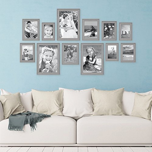 12er Set Bilderrahmen Skandinavischer Landhaus-Stil Grau-Braun 10×15 bis 20×30 cm inklusive Zubehör / Fotorahmen / Wechselrahmen - 3