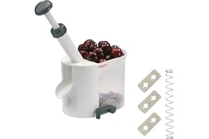 Westmark Snocciolatore per ciliegie con canale e vaschetta per noccioli, Incluso Set di Ricambio da 4 Pezzi, Plastica/Acciaio inox, Bianco/Antracite, 403022E6