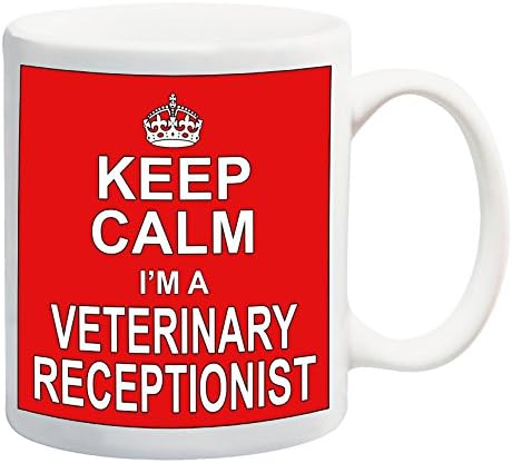 Keep Calm I'm A Veterinary Receptionist Red Mug Gift Present Vet