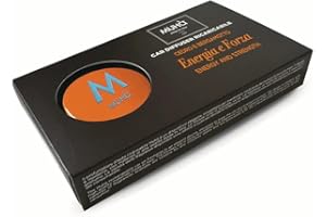 MUHA' | Profumatore Auto Ricaricabile Fragranza Cedro e Bergamotto, Finiture in Ecopelle Lucida, Dimensione ⌀5cm