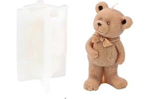 JS MOLD Kerzenform Silikon 3D Bär Silikonform Kerzen Gießen Formen,Tier Silikonform Kerzenformen,Bär kerzenformen zum gießen für die Kerzenherstellung,Dekoration Handwerk (Uhrbär)