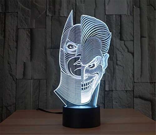 SmartEra® Two Face Man Joker und Batman 3D Abstrakt Visuelle 7 Arten von Farben ändern Touch Tasten USB Schreibtischlampe - 7