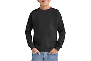 Haloumoning Maglietta a maniche lunghe per bambini, con scollo rotondo, tinta unita, a maniche lunghe