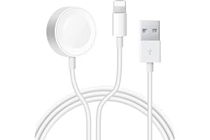 CAIFU Wireless Charger for Apple Watch 2 in 1, Wireless Magnetic Charging Cable, Portable Charger Compatible with Apple Watch Series SE 6 5 4 3 2 / 38mm 40mm 42mm 44mm 3.3Ft