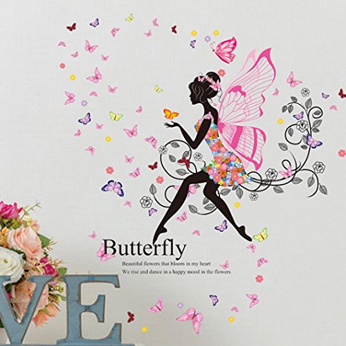 Oyedens Neue SchöNe Schmetterling Blumen-Fee Aufkleber Schlafzimmer Wohnzimmer WäNde - 4