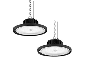 2er 100W UFO LED Lámpara Alta Bahía, bapro Lámpara Industrial 10000LM Super Brillante, IP65 Impermeable Luz de techo 6500K Blanco Frío Led Comercial Iluminación para Garaje Fábrica Gimnasio