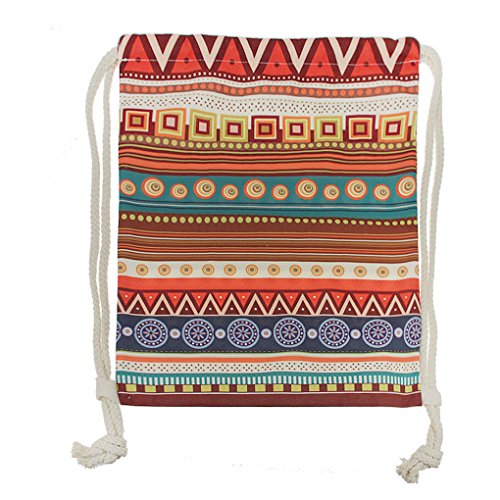 FakeFace Damen Canvas Aufdruck Tasche Tüte Rucksack Turnbeutel Sportbeutel Gymnastikbeutel Schulbeutel Freizeit Casual Shopping Shopper – Streifen - 6