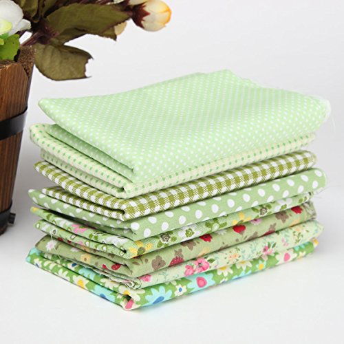 KING DO WAY 8 Stueck Stoffpaket Baumwollstoff Patchwork Stoffe Baumwolle Stoffreste Paket Baumwolle tuch Gruen 45cm x 45cm - 2