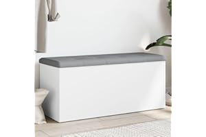 Willood Sitzbank mit Stauraum, Bank Gepolstert Sitzhocker Schuhbank, Truhenbank Polsterbank Aufbewahrungsbox für Wohnzimmer Flur, Weiß 102x42x45 cm Holzwerkstoff