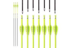 PHILOCS 12pcs Yellow Carbon Arrows, ID 4.2mm Spine 400 500 600 700 800 900 1000, for Recurve Bows Compound BoHunting Archery Practice