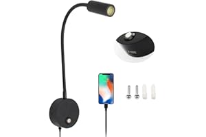 KAMANAN Luz De Lectura CC De 12 V, Luz De Lectura Regulable Para RV Con Cargador USB, Interruptor Táctil, Luz De Lectura De Cabecera Con Luz Cálida De 3000 K Para Caravana, Remolque, Camión RV (1PC)