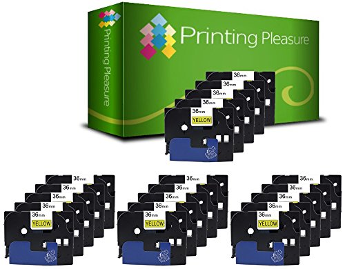 20 x TZe-661 / TZ-661 Black on Yellow Label Tapes compatible with Brother P-Touch Label Printing Machines / 36mm x 8m