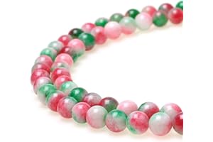 jartc Perline per Braccialetti Energetico Braccialetto Yoga Braccialetto Fai da Te Perle di Pietra Giada Rosa e Verde 60 Pezzi, 34CM,6 mm