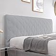 uyeoco Stretch Bed Headboard Slipcover,Solid Color Quilting Bed Head Cover, Dustproof Protector Cover For Bedroom Decor For Full Queen California Large King (Color : Light gray, Size : 180cm)