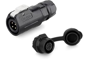 CNLINKO LP-12 Connecteur imperméable IP67 Connecteur circulaire industriel Connecteur de boîtier PBT Connecteur aviation Connecteur à dégagement rapide M12 2-8 Broches Prise filetés (4 Broches)