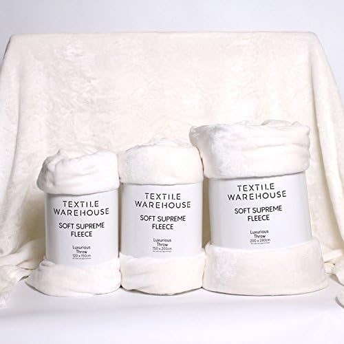 Textile Warehouse 120 x 150 Cream Soft Supreme Silky Plush Mink Faux Fur Throw Fleece Blanket