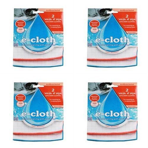 (4 PACK) - E-Cloth Antibacterial Wash & Wipe Kitchen Cloth | 2 pac pack | 4 P...