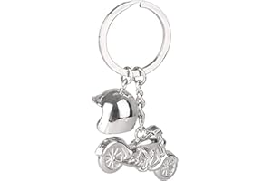 jeufun 3D Metal Keyring Motorcycle Helmet Key Rings Motor Keychain Metal Key Chain，3D Metal Motor Bike Gift for Men and Women