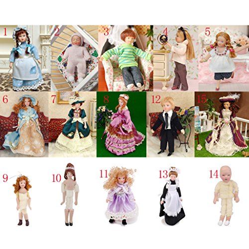 1:12 Puppenhaus Miniatur Blau Servent Girl Puppen blau Kleid Dekoration - 4